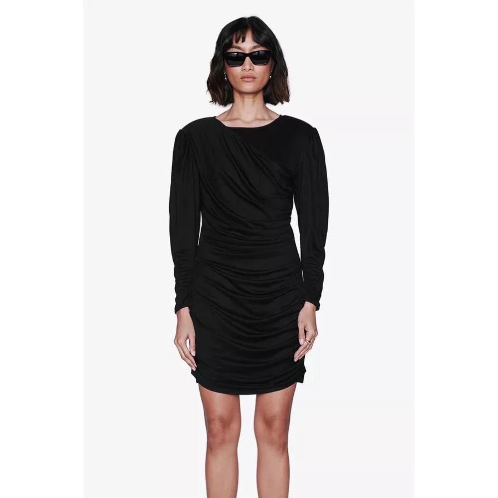 ANINE BING classic black acetate cocktail Alaia mini Dress size Medium